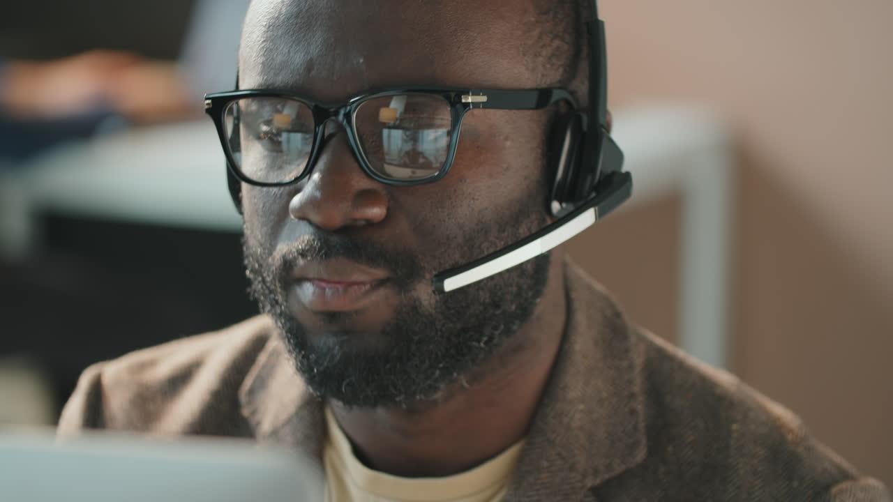 Man Working In Contact Center