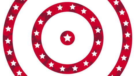 animation of circles spinning with american flag  stars and stripes over white background