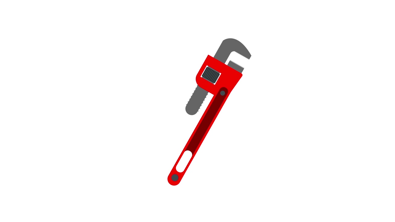 Animated Red Pipe Wrench Adjusting Its Jaw