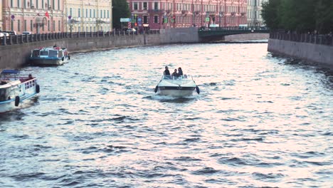 boat tour on a canal in st. petersburg