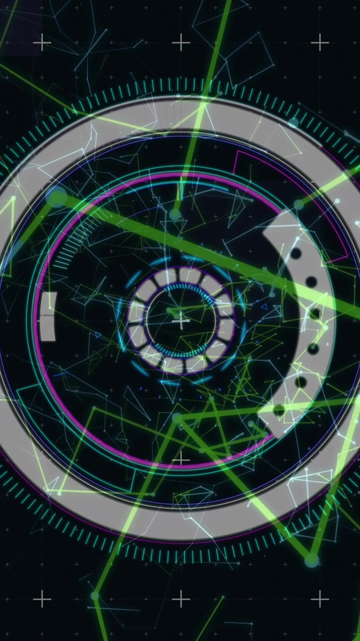 Animation of scope scanning and data processing on black background