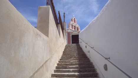 bell tower of the catholic monastery of dominican nuns at fira city in santorini