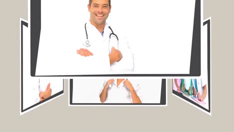 montaje de enfermeras, médicos y cirujanos