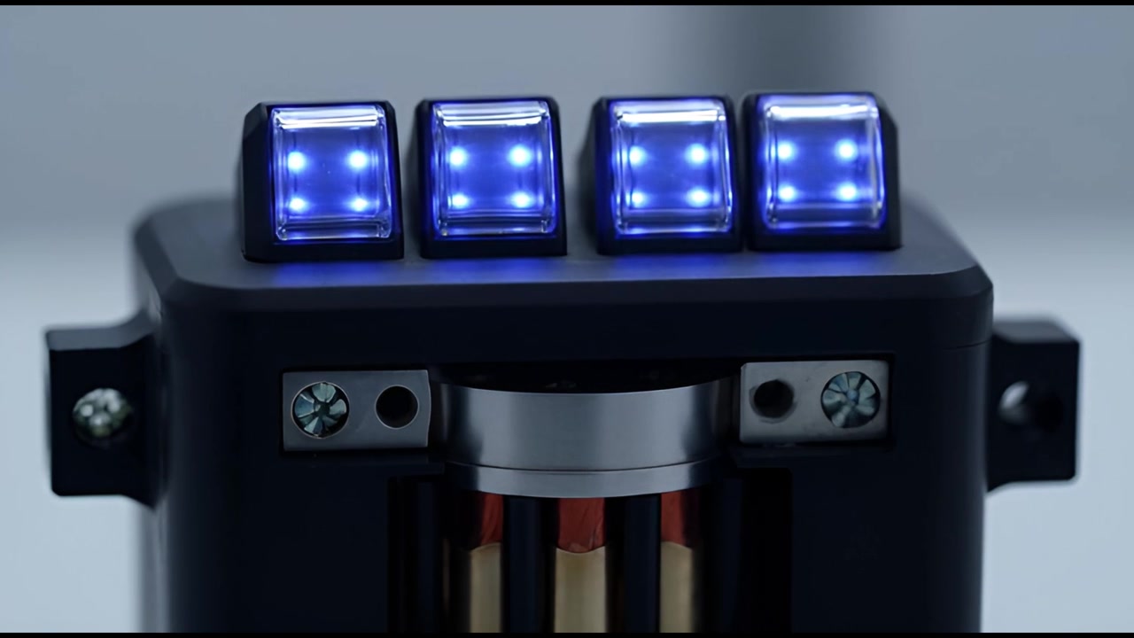 Blue LED Rocker Switches Lighting Up on an Electronic Device