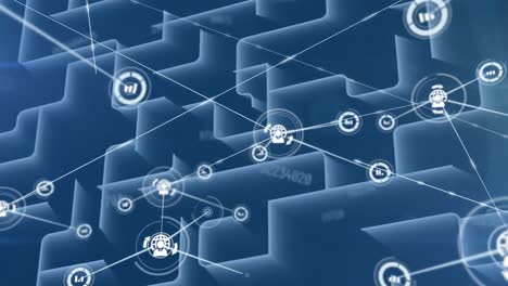 Animation-of-network-of-connections-over-numbers-and-labyrinth