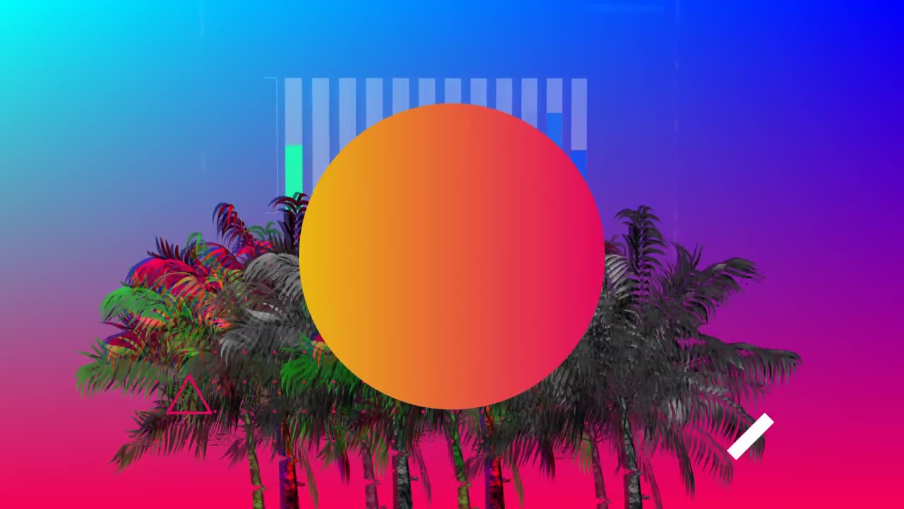 círculo con palmeras y barras