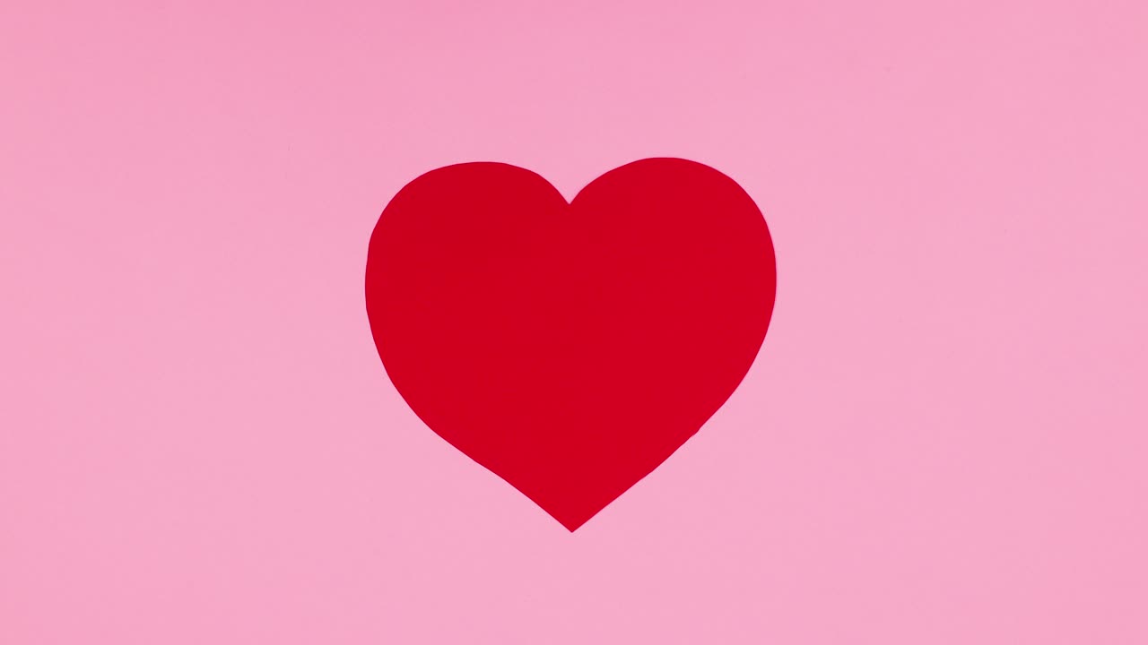 발렌타인 데이에 대한 빨간 심장은 분홍색 테마에서 왼쪽으로 오른쪽으로 이동합니다. 움직임을 멈추십시오.
