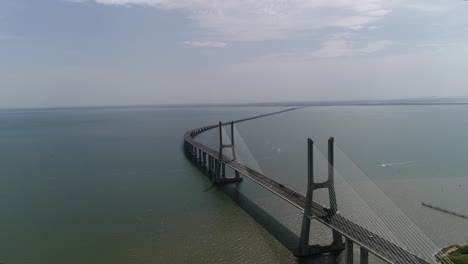 ponte vasco da gama, lisbon, portugal 4k aerial view