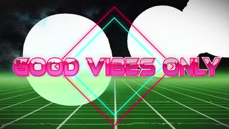 animation of good vibes only in digital abstract space