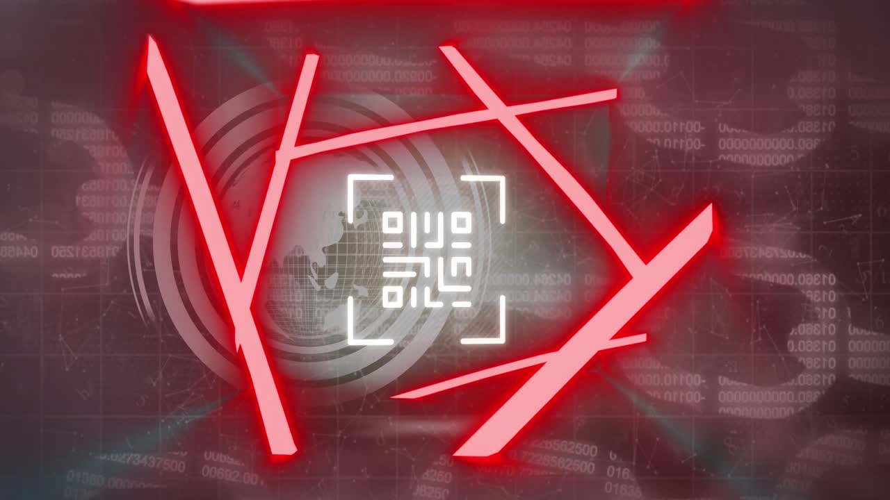 네온 모양과 데이터 처리에 대한 qr 코드의 애니메이션