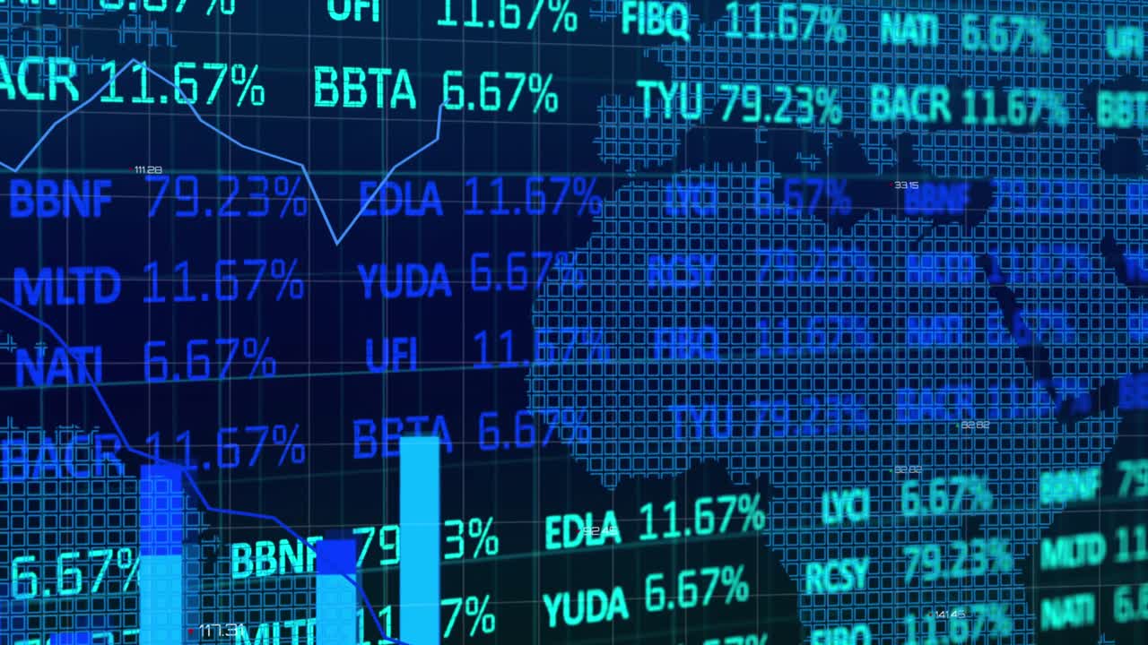 Stock market data processing against World map