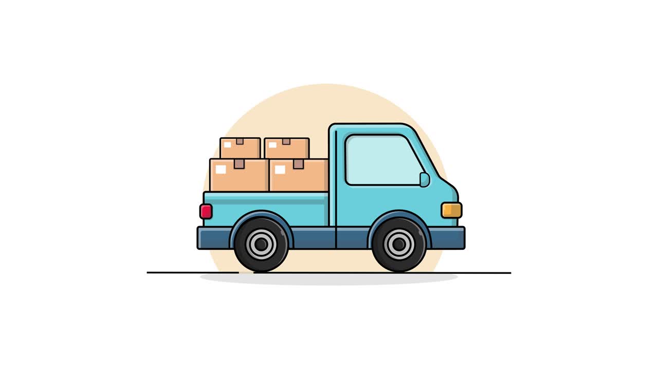 Animated Pickup Truck Delivering Packages