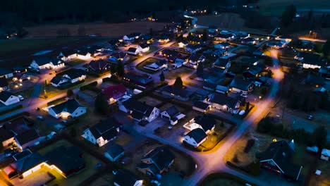 evening hyperlapse of small village in norway