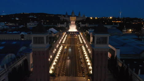 aerial view of montjuic fountains