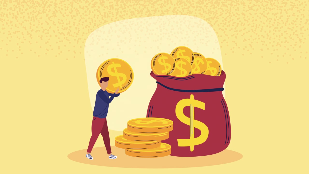 para dolarları animasyonu olan çuval