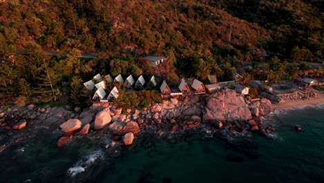 drone-shot-of-Nomads-Magnetic-Island-backpacker-at-sunrise-during-the-golden-hour
