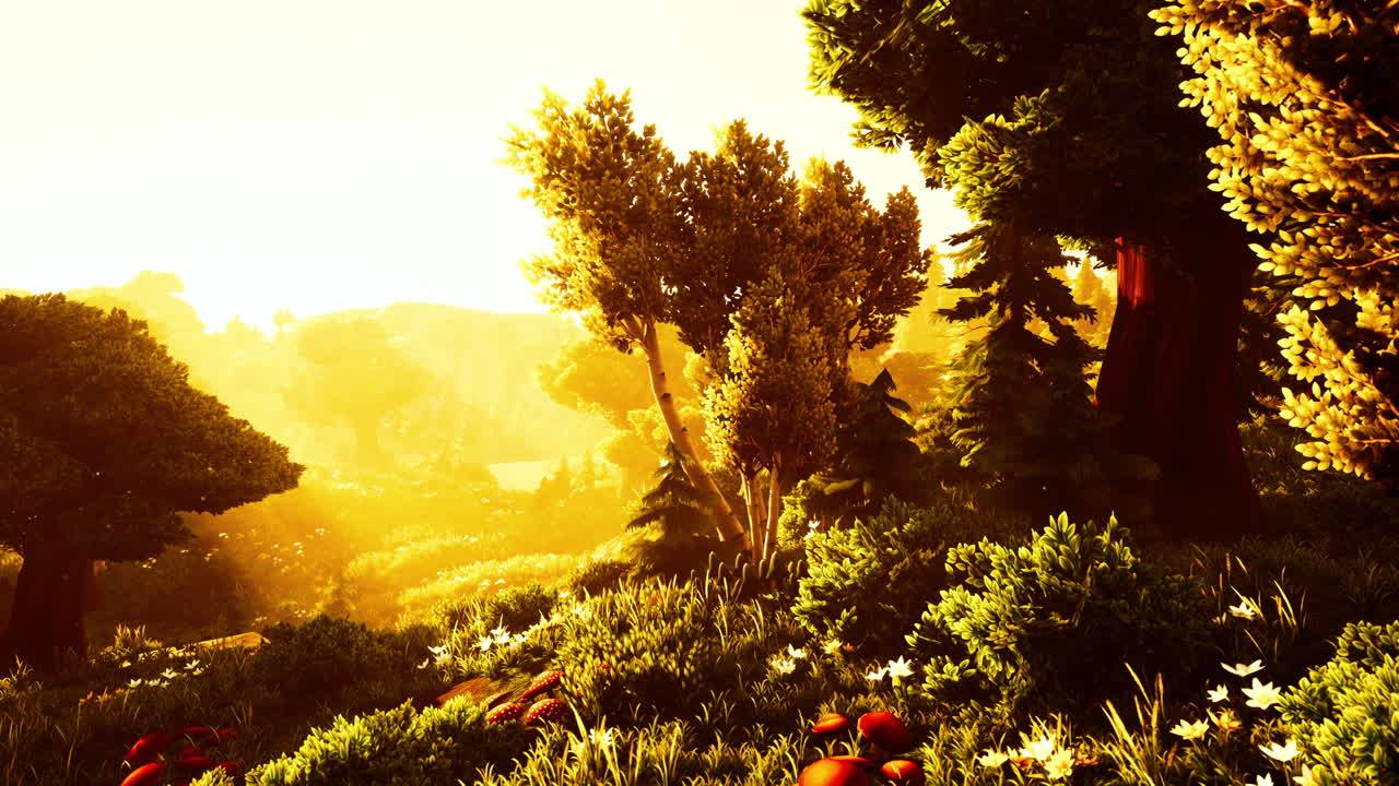 황금 시간에 마법의 숲