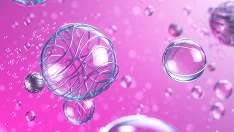 abstract spheres in pink liquid