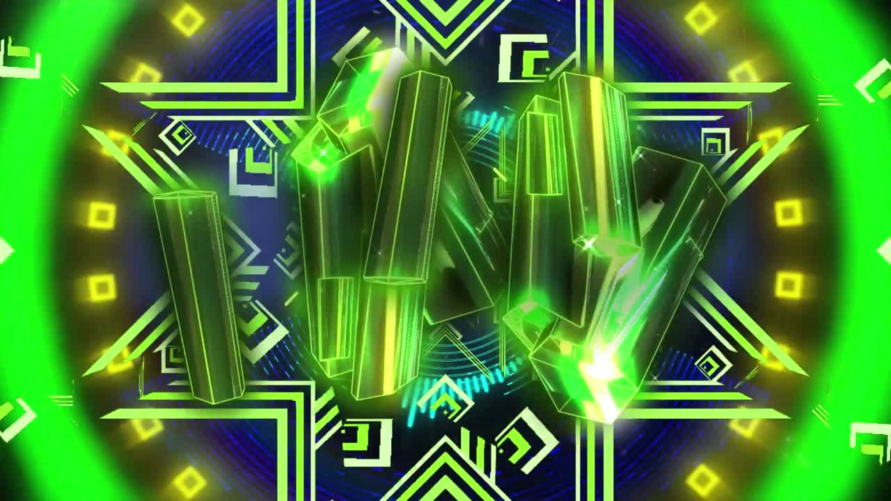 animación de diamantes y formas digitales sobre fondo negro