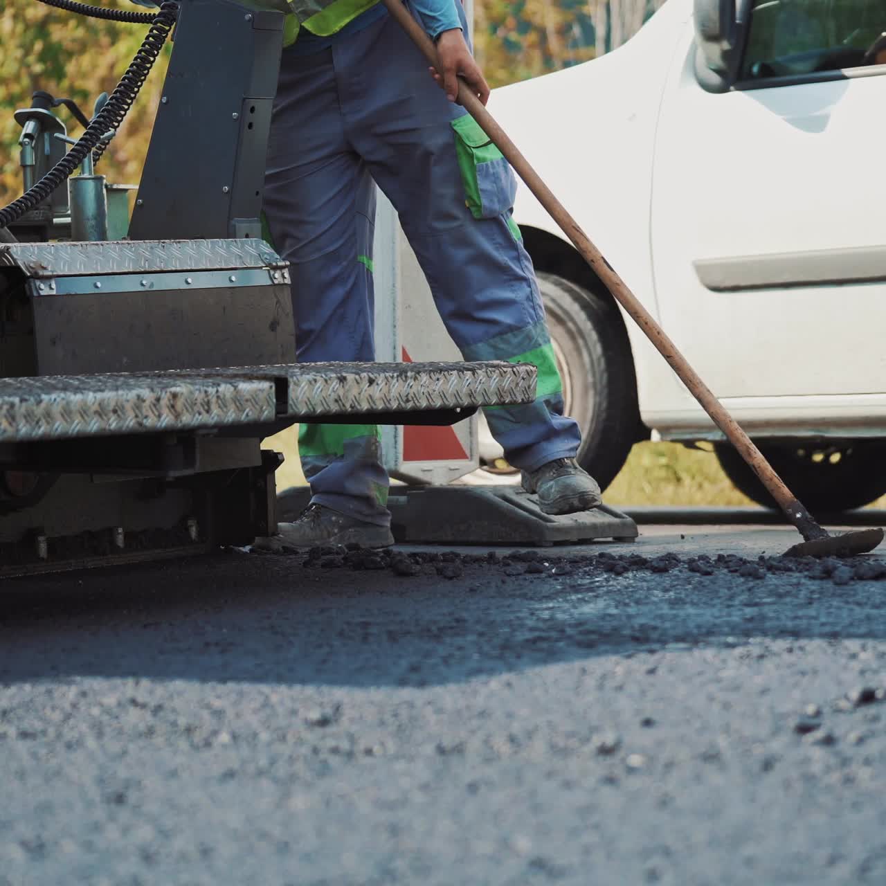 Worker on road construction