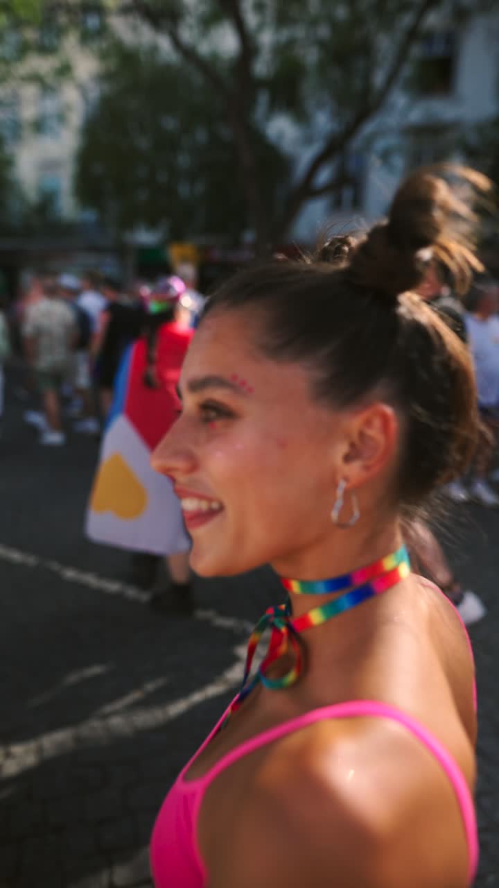 Woman at a Pride Parade