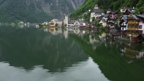 mystic rainy day in hallstatt, austria