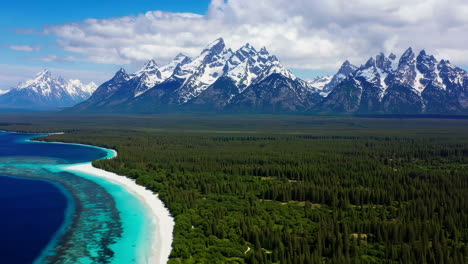 stunning mountain lake and beach landscape