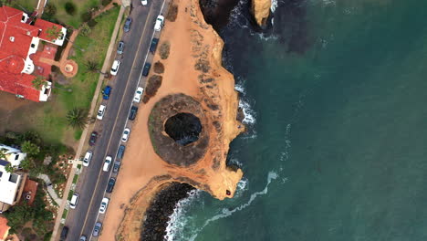 Aerial-spinning-over-eroded-sandstone-cliffs