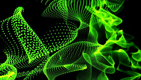 fondo de neón abstracto danzando bucle de partículas verde