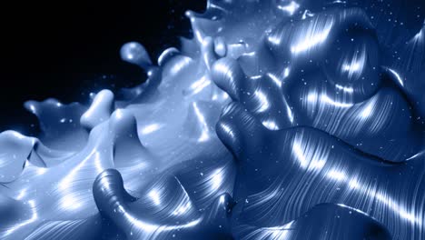 smooth animation of liquid black gradient in 4k. glossy paint surface as abstract looped stylish background. glitters in viscous liquid with 3d splashes on surface like drops. monochrome