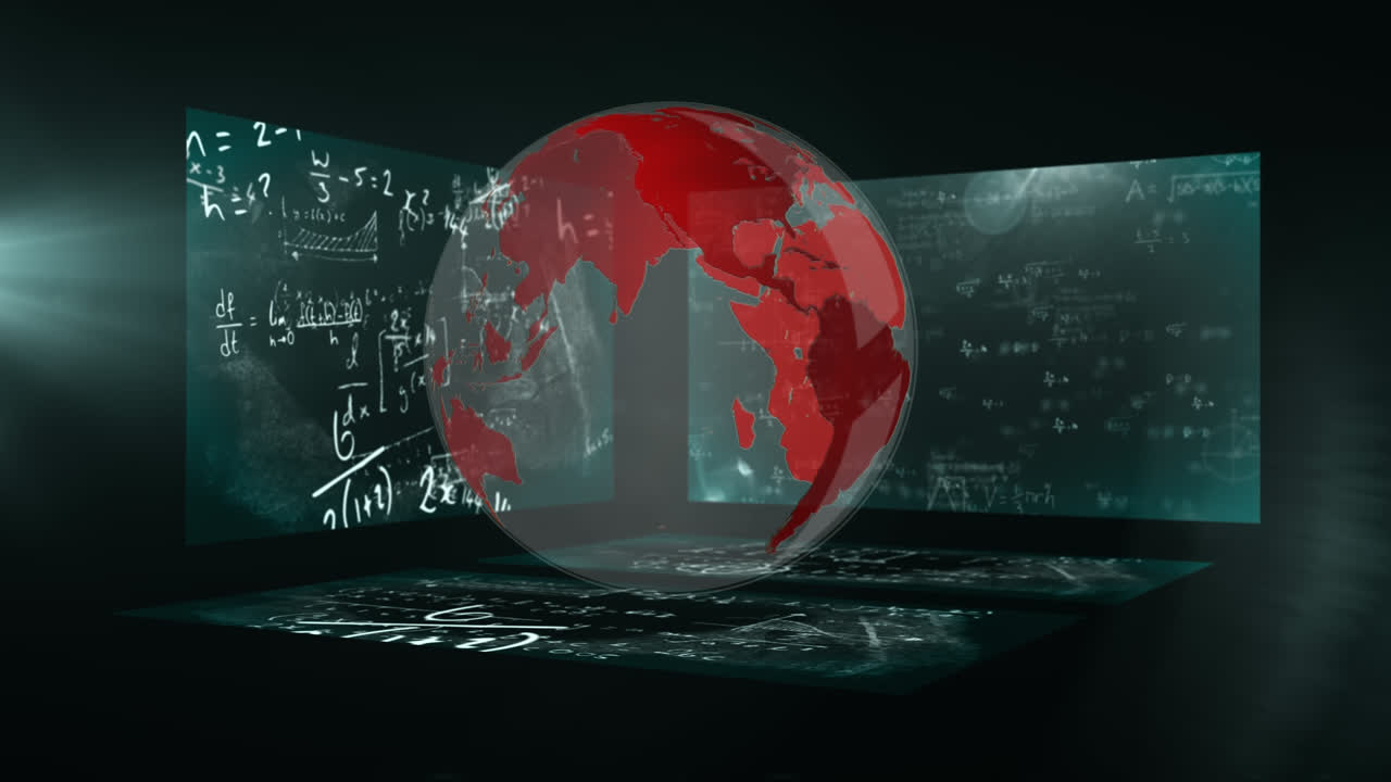 수학 방정식의 애니메이션 손으로 쓰여진 지구