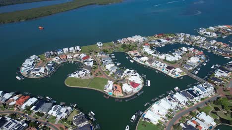 from above view of sovereign islands in paradise point, gold coast, queensland, australia