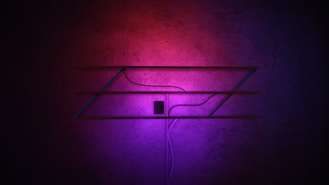 animation motion camera and glowing neon lights on wall background in club