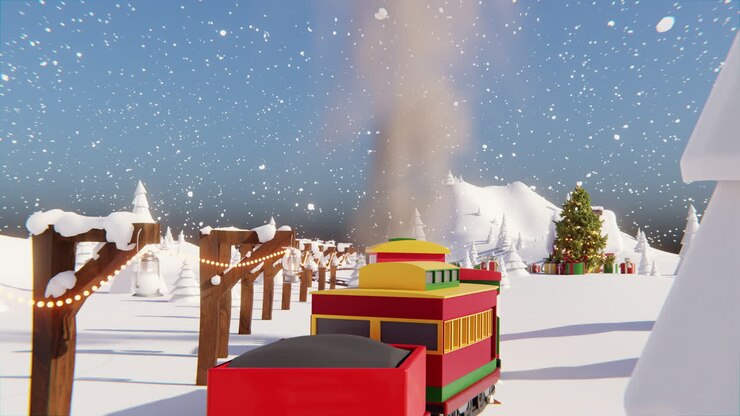 Winter Christmas Village Scene