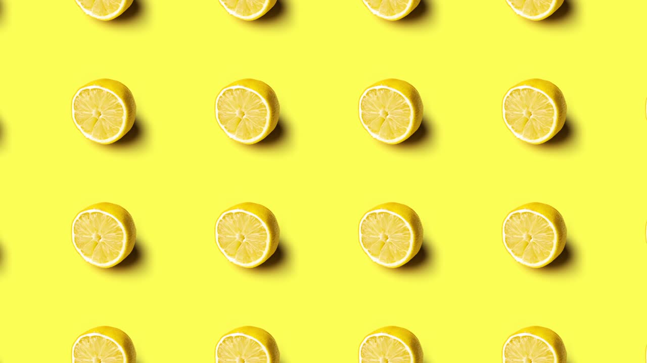 노란색 배경에 레몬 패턴의 애니메이션