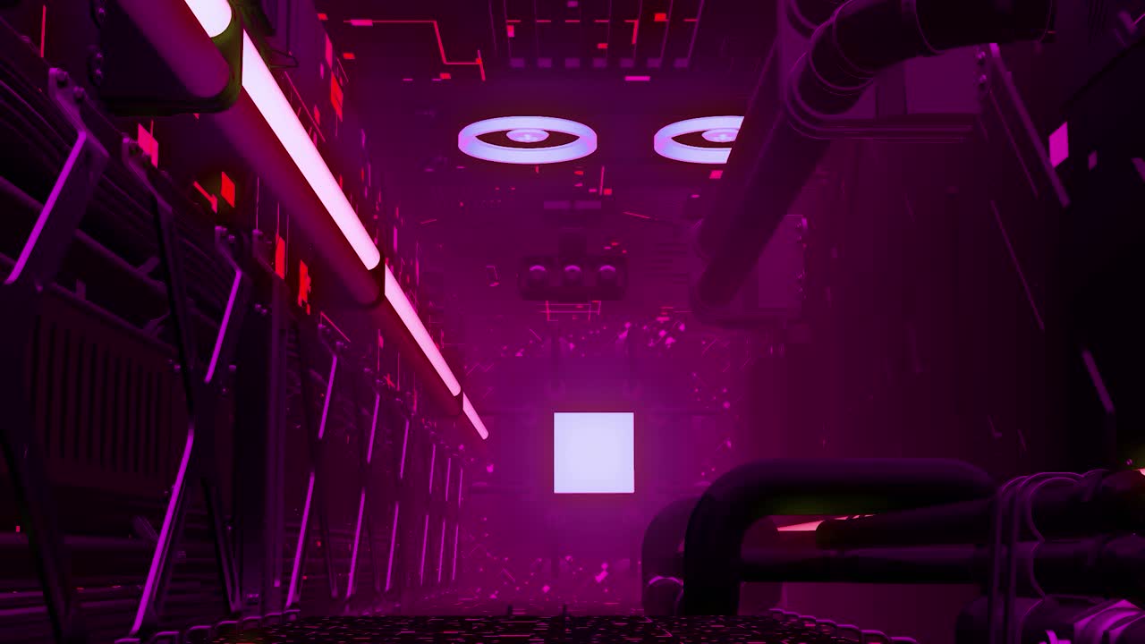 Cyberpunk korridor med neonbelysning