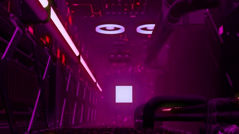 cyberpunk corridor with neon lighting