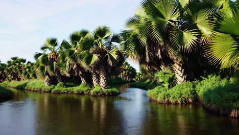 Palm Trees Along a Canal