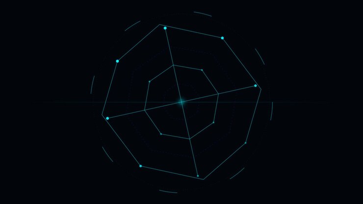 Animated Digital Radar Chart Interface on Dark Background