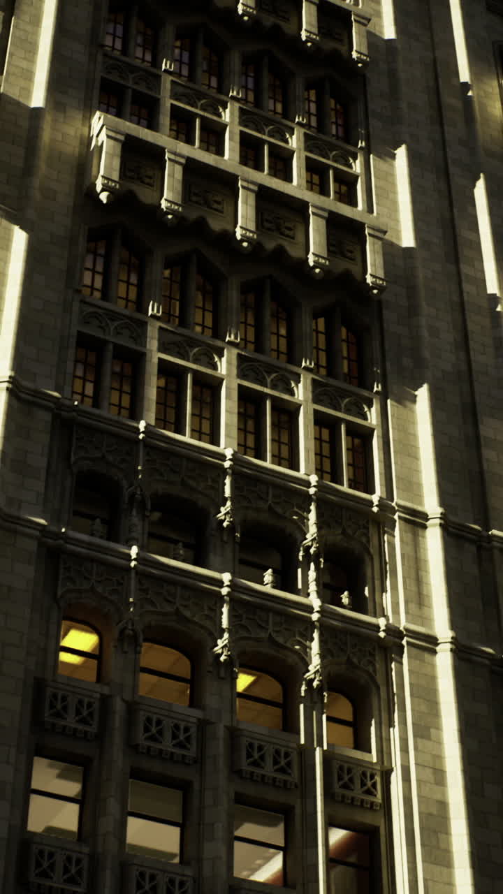 Historic architecture of a tall building under the evening sky