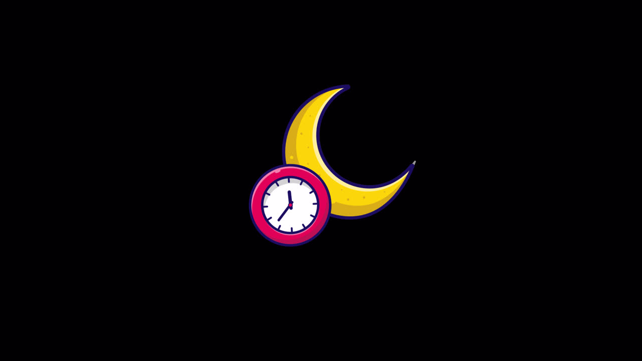 Animated Moon and Clock Icon Showing Time Passing | Premium Stock Video ...