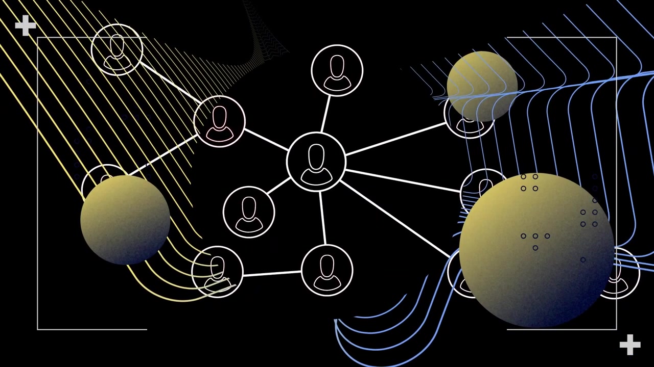 Animation of moving shapes over media icons