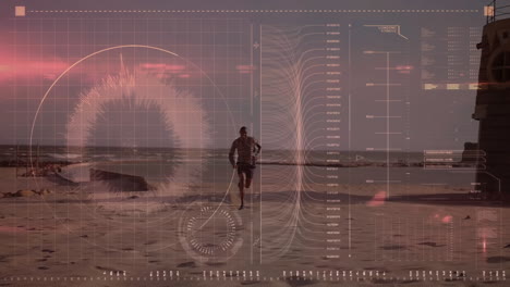 animación del procesamiento de datos sobre el hombre apto corriendo
