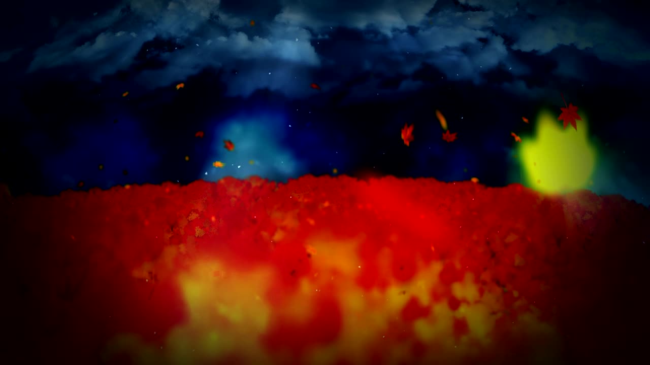 ilustración de paisajes forestales de otoño, fondo de naturaleza abstracta, animación en bucle de hojas de arce,