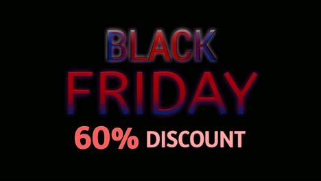 black friday sale 60% discount neon text animation motion graphics banner sign for promo video