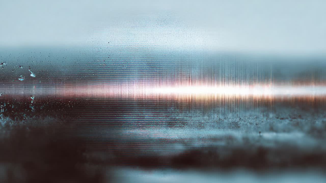 Representación visual abstracta de ondas sonoras y reflejos capturados en un entorno borroso y atmosférico con una calidad etérea
