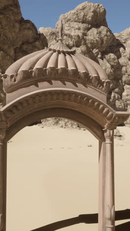 stone arch in the desert: a 3d rendered scene