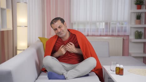 man with chest pain.