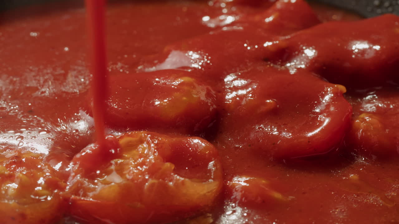 Close-up of Tomato Sauce Cooking