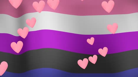 Animation-of-hearts-floating-over-striped-flag